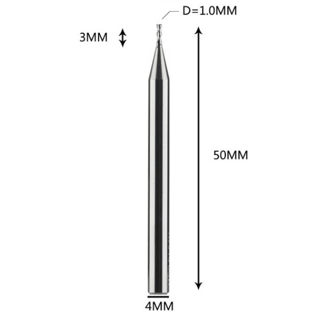 Fraise cylindrique - Ø4 mm courte - 2 tranchants