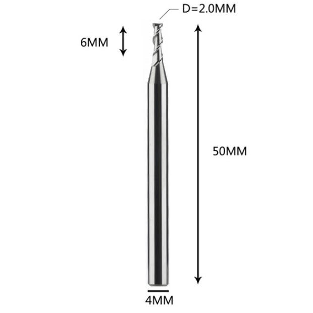 Fraise cylindrique - Ø4 mm courte - 2 tranchants