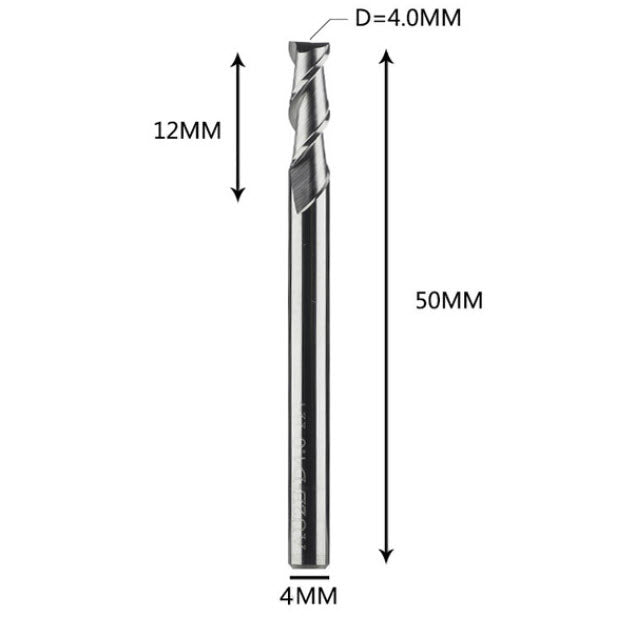 Fraise cylindrique - Ø4 mm courte - 2 tranchants